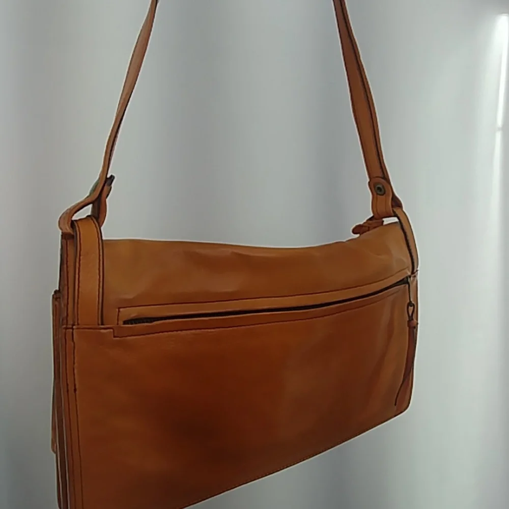Hayden Cognac Leather Harnett Satchel Bag